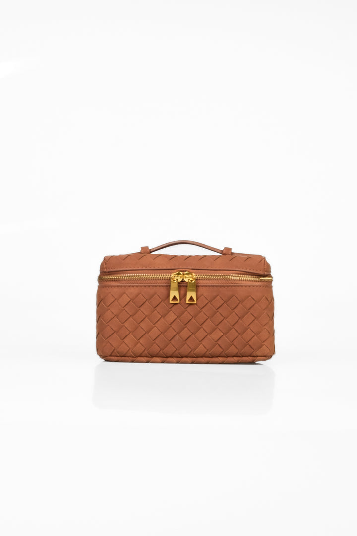 Upper - Borsa mini bauletto intrecciata scamosciata