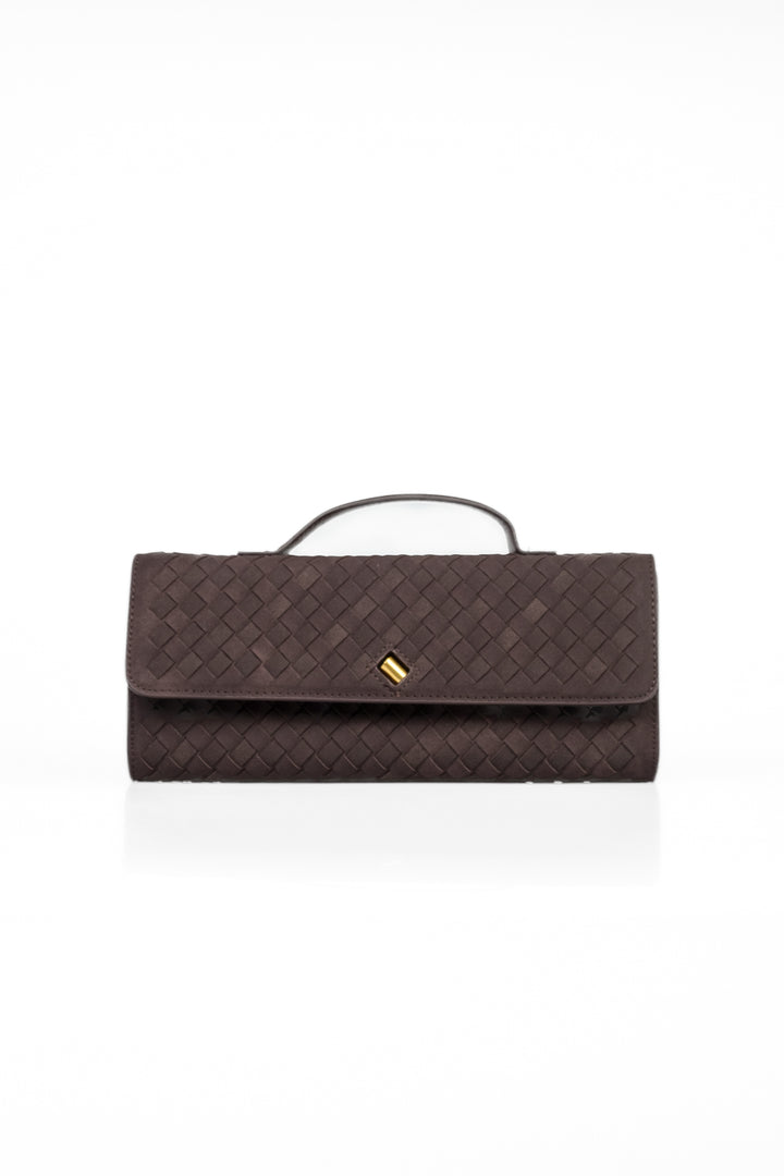 Upper - Borsa baguette intrecciata scamosciata