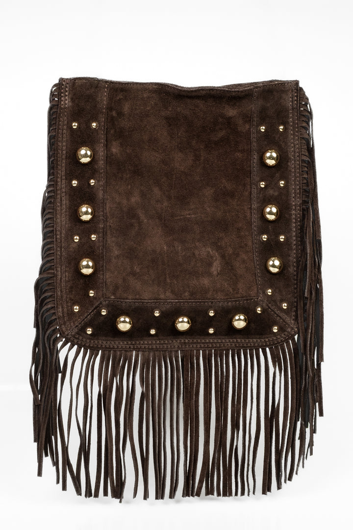 Upper - Borsa sella con borchie frange scamosciata