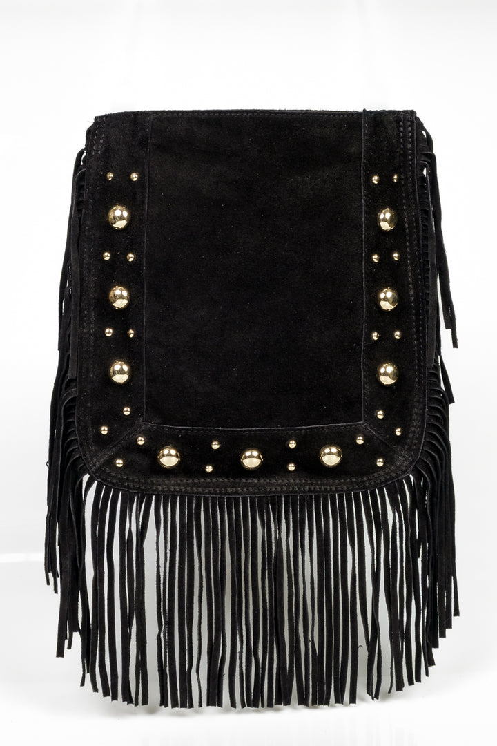 Upper - Borsa sella con borchie frange scamosciata