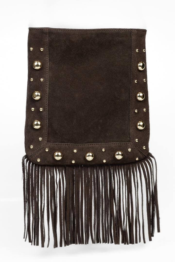 Upper - Shopper borchie con frange scamosciata