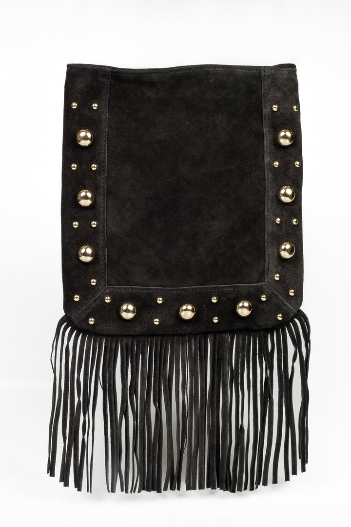 Upper - Shopper borchie con frange scamosciata