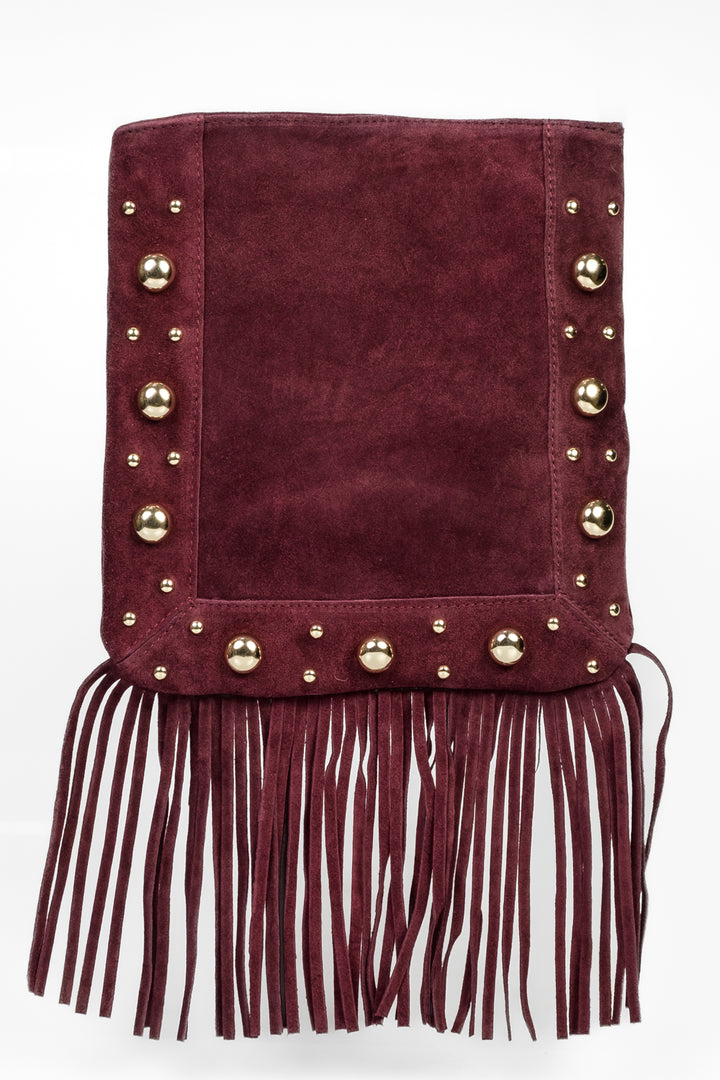 Upper - Shopper borchie con frange scamosciata