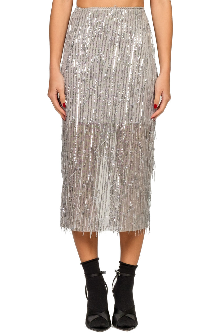 Tensione In - Gonna longuette paillettes frange Art. 26G1740