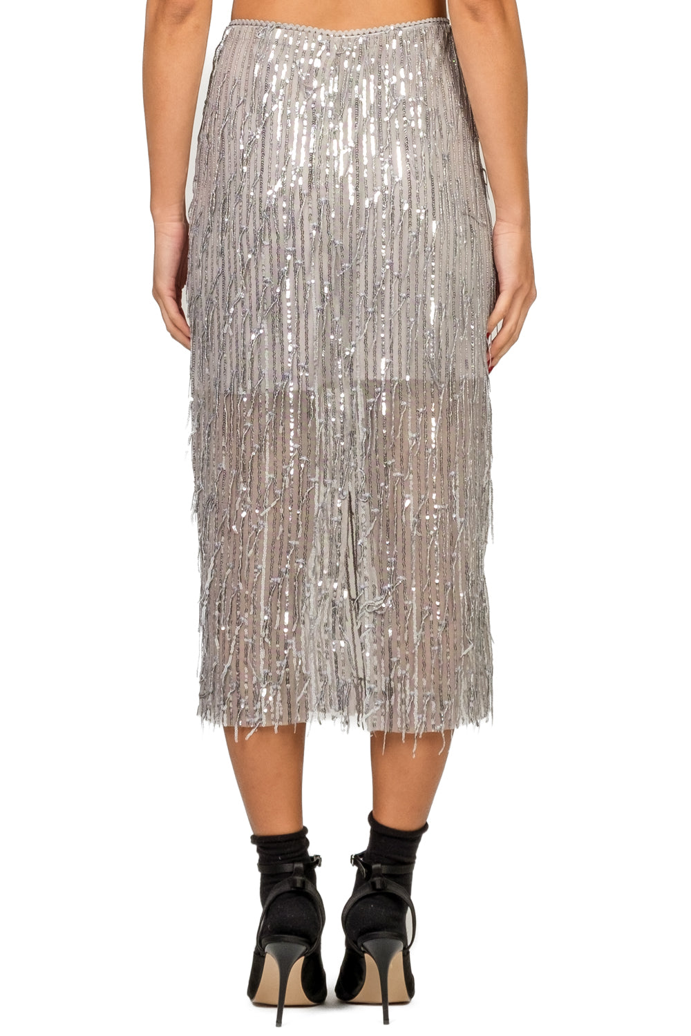 Tensione In - Gonna longuette paillettes frange Art. 26G1740