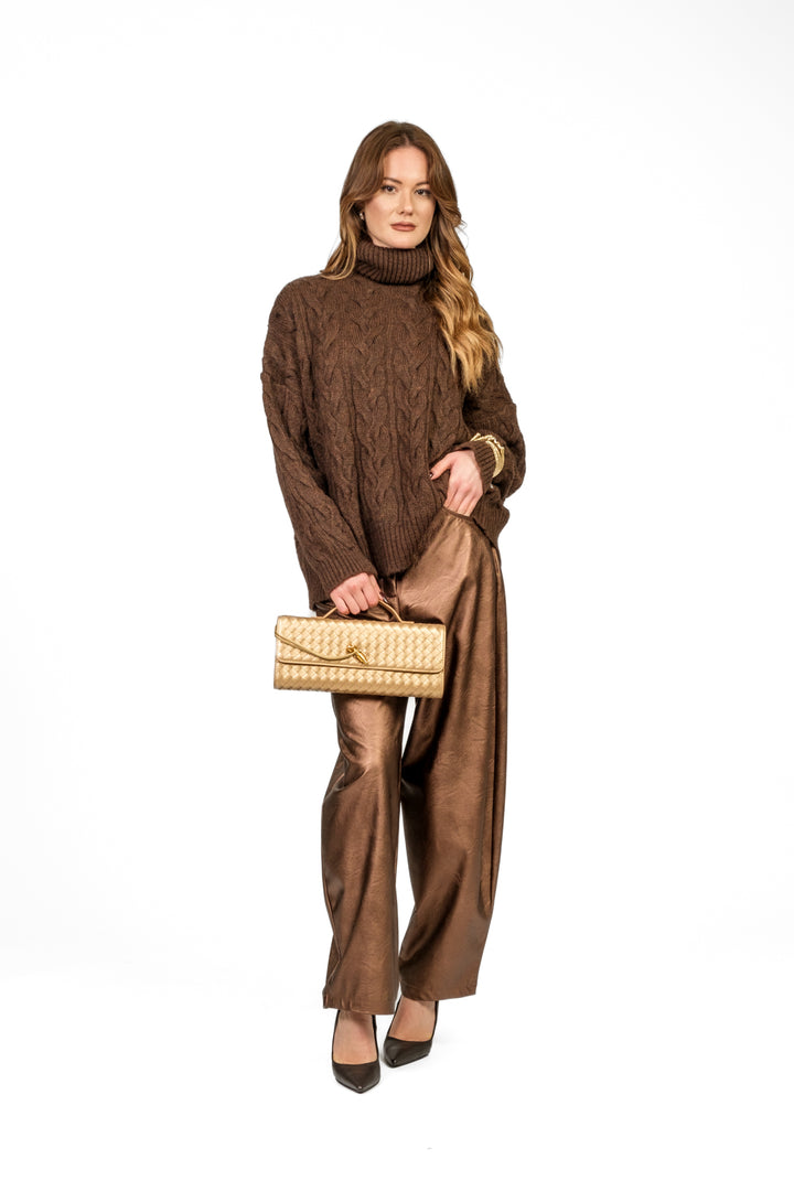 Tensione In - Maglia collo alto con trecce Art. W5HMJ57A461