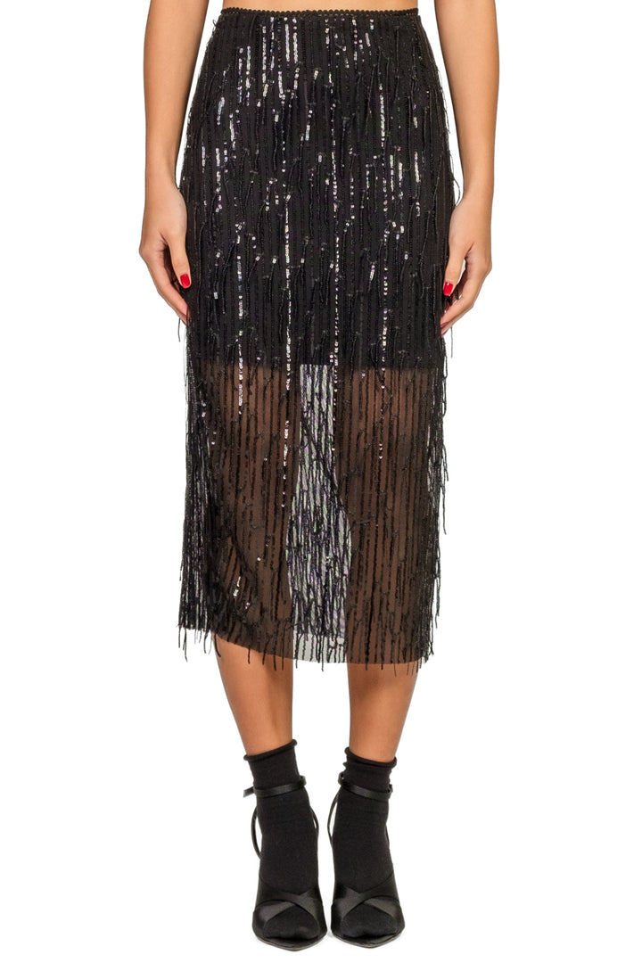 Tensione In - Gonna longuette paillettes frange Art. 26G1740