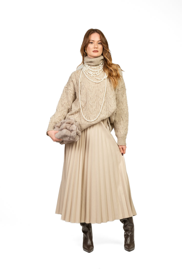 Tensione In - Maglia collo alto con trecce Art. W5HMJ57A461