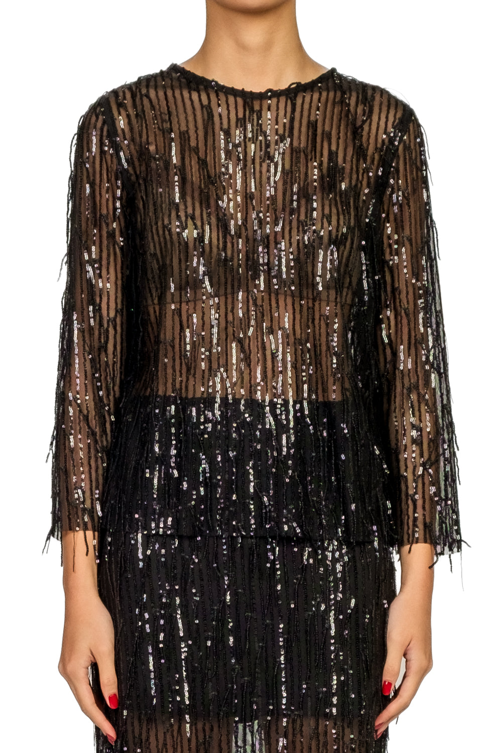 Tensione In - Blusa paillettes frange Art. 26C1737