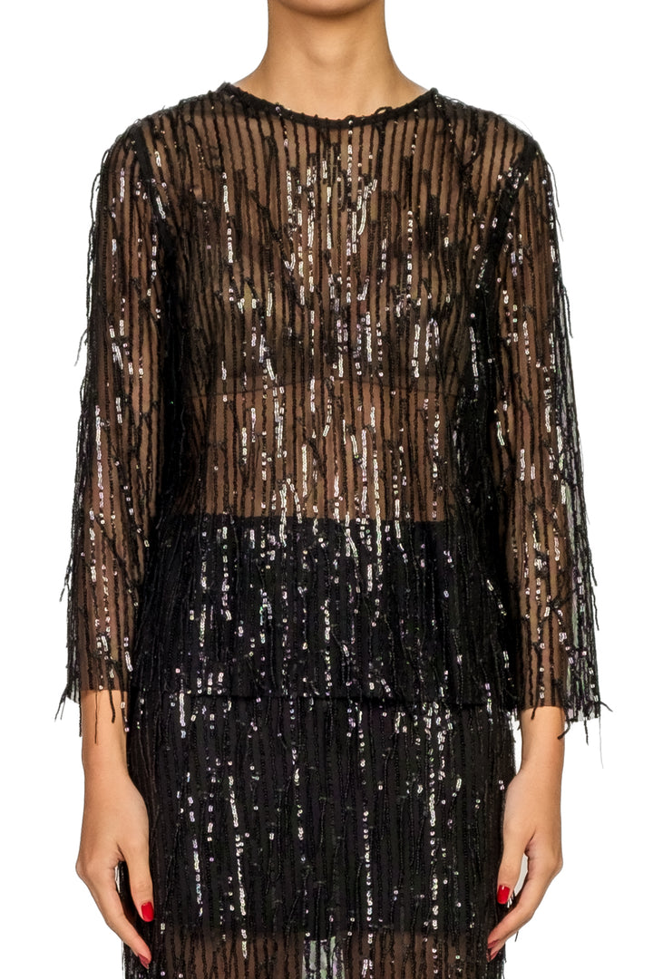 Tensione In - Blusa paillettes frange Art. 26C1737
