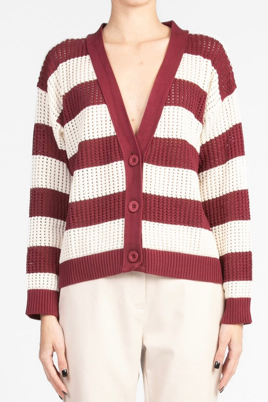 Vicolo - Cardigan righe traforato scollo v Art. 77071D