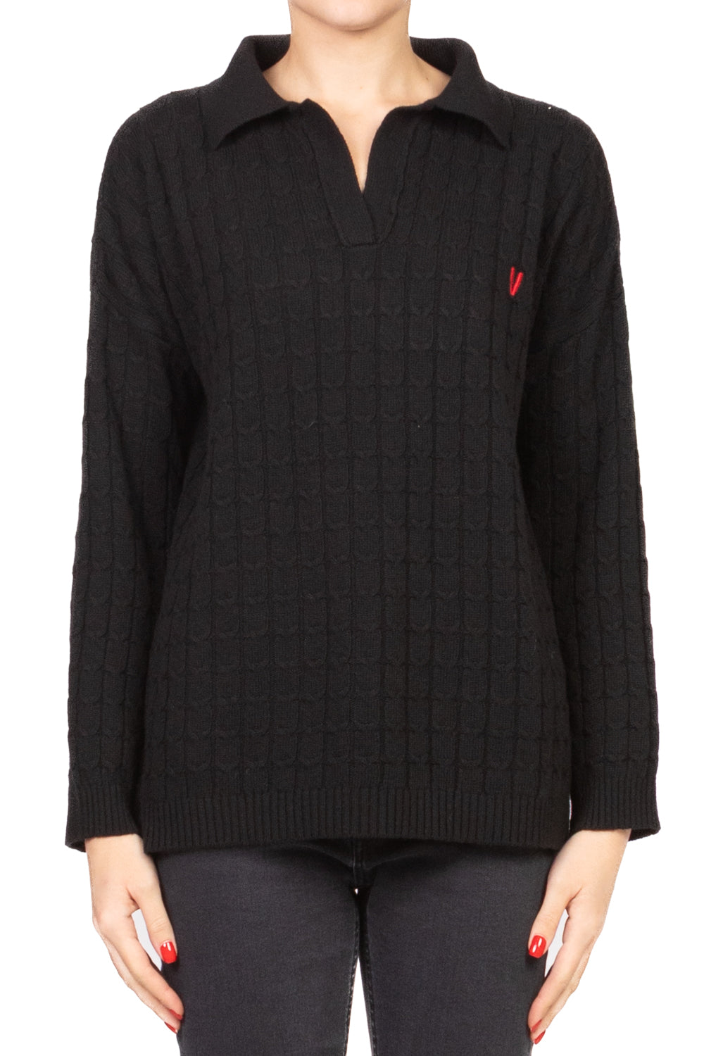 Vicolo - Maglia polo trecce con logo Art. 77307F