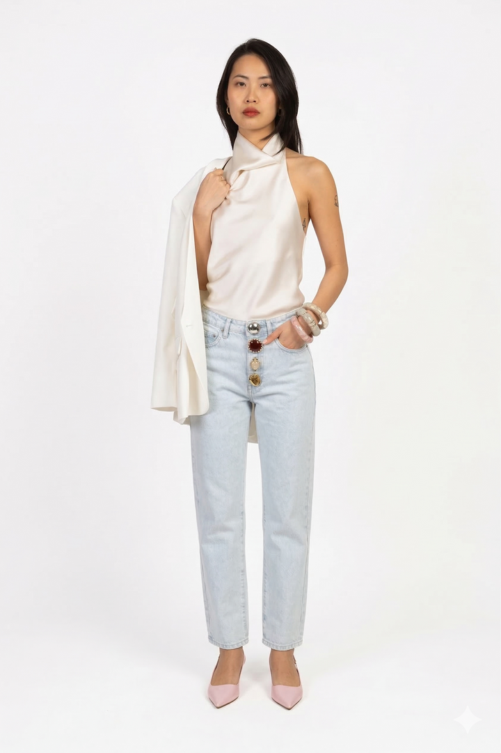 Vicolo - Jeans ZOE crop bottoni gioiello Art. DAB5110