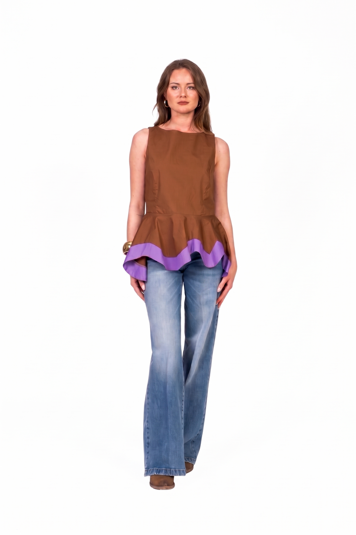 Tensione In - Top peplum banda contrasto Art. 39169