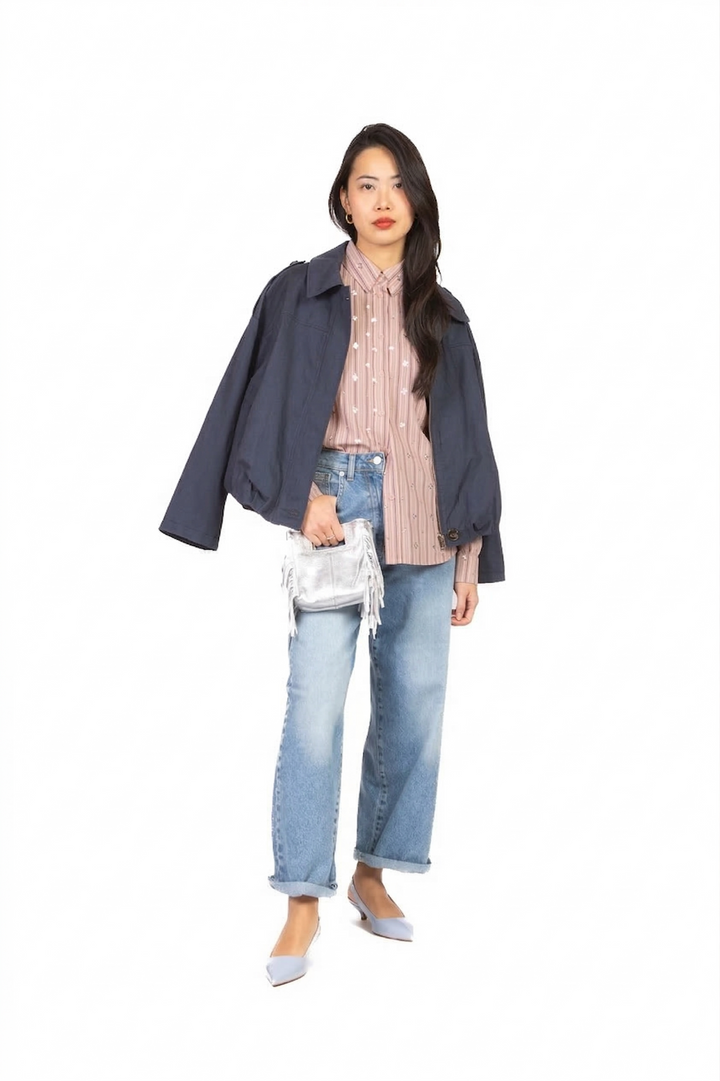 Dixie - Camicia gessata con applicazioni Art. C152A121X