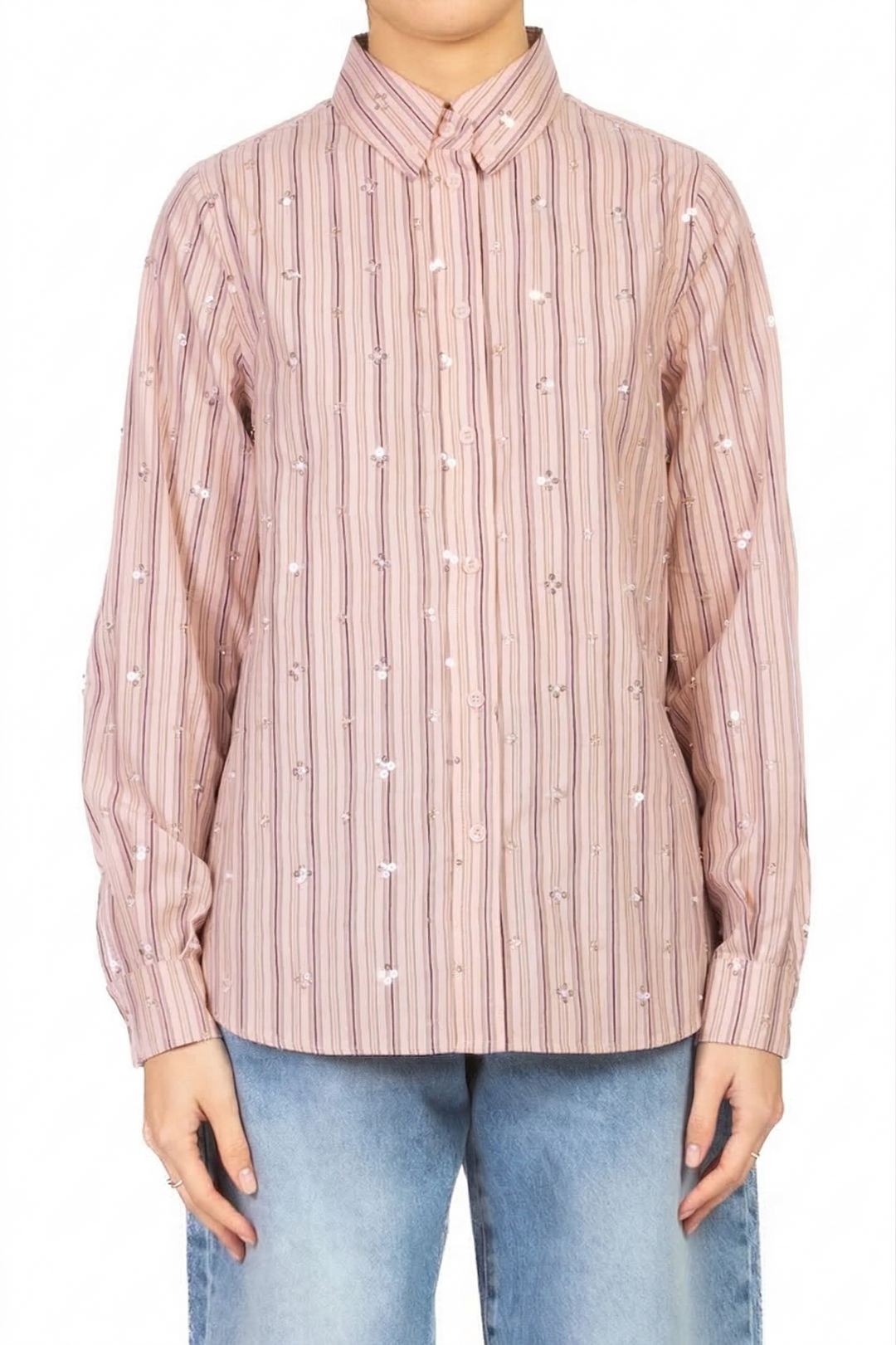 Dixie - Camicia gessata con applicazioni Art. C152A121X