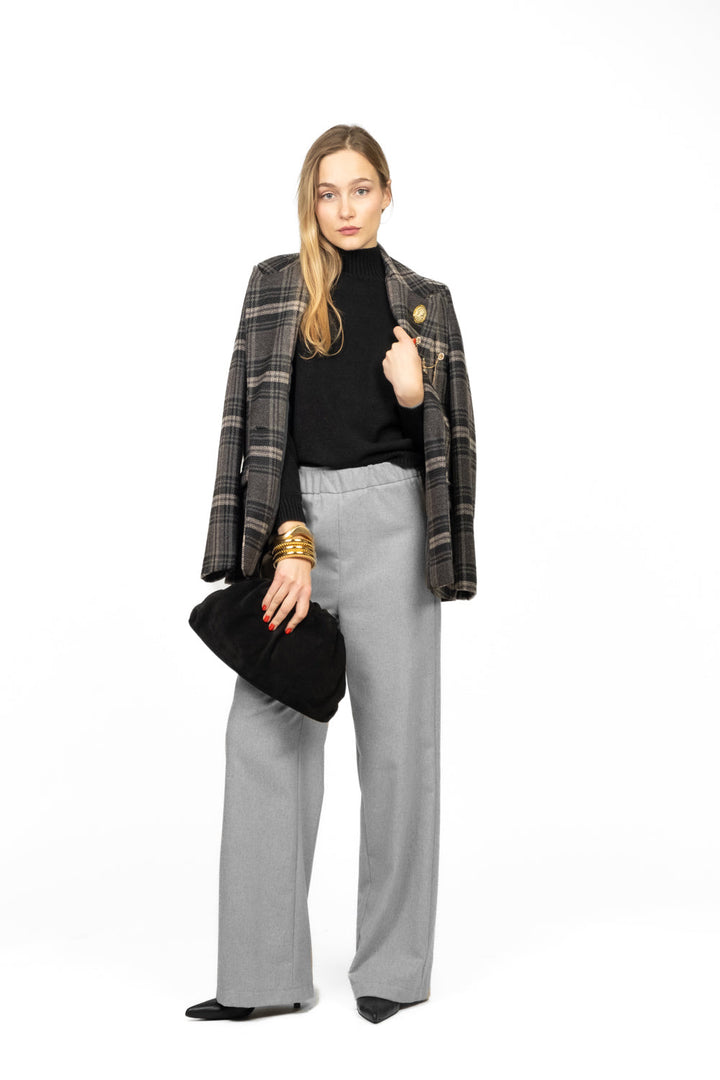 Vicolo - Pantalone palazzo flanella con elastico Art. TF1999