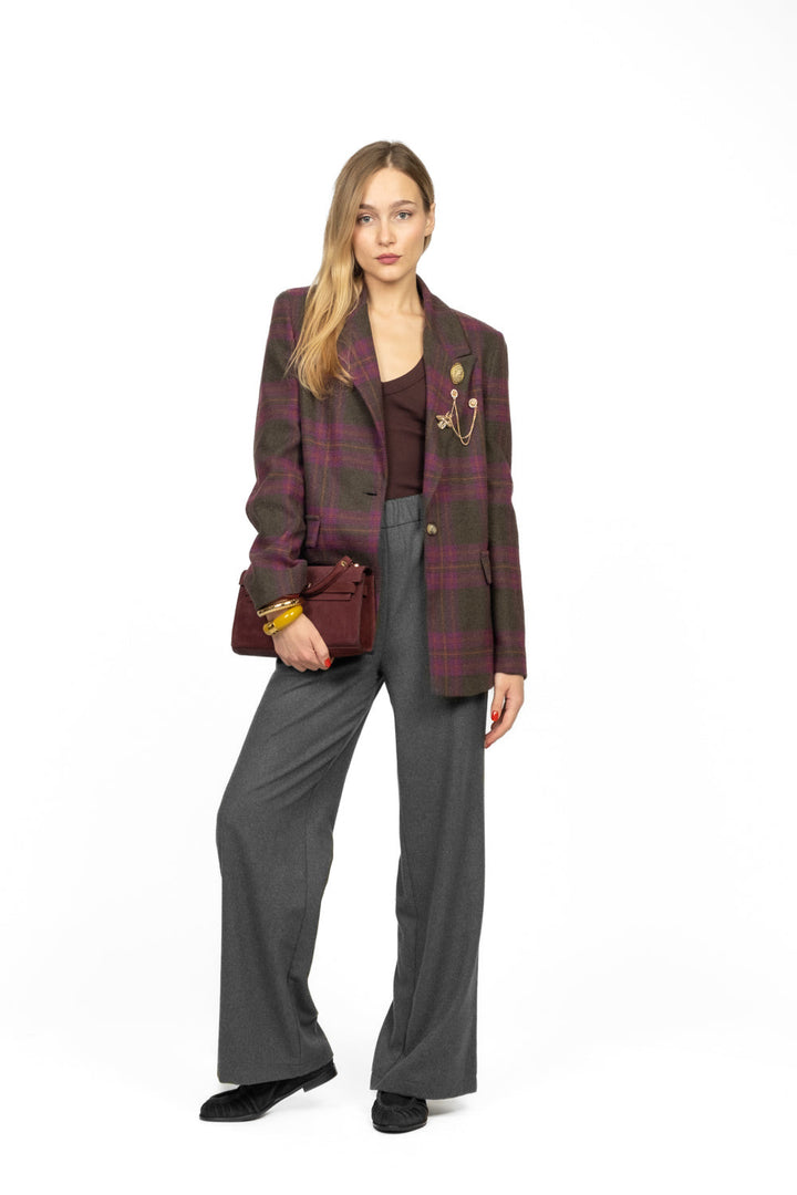 Vicolo - Pantalone palazzo flanella con elastico Art. TF1999