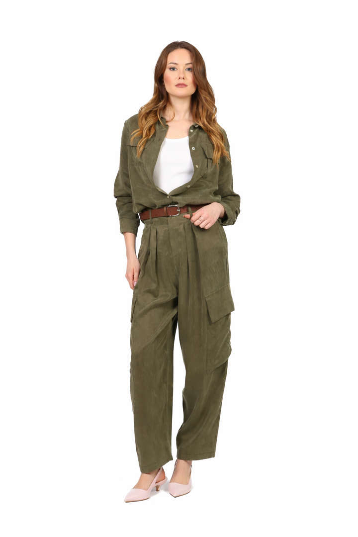 Tensione in - Pantalone cargo seta lavata Art. PE26-4211