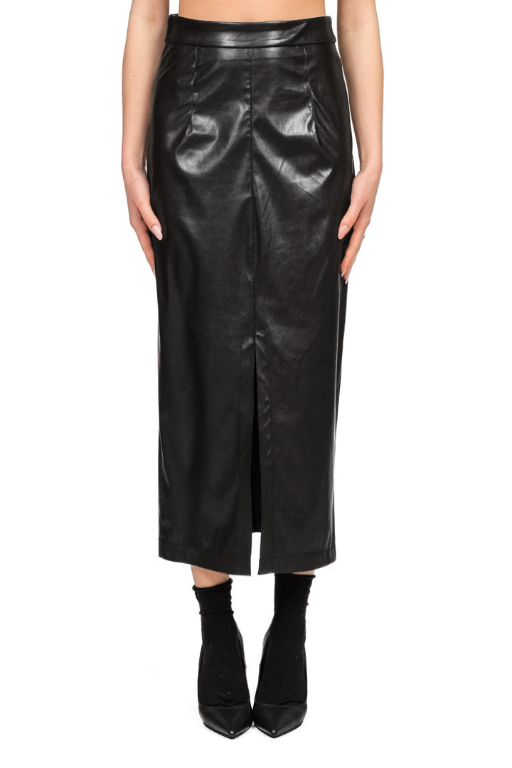 Tensione In - Gonna longuette in ecopelle con spacco frontale Art. 26G1648