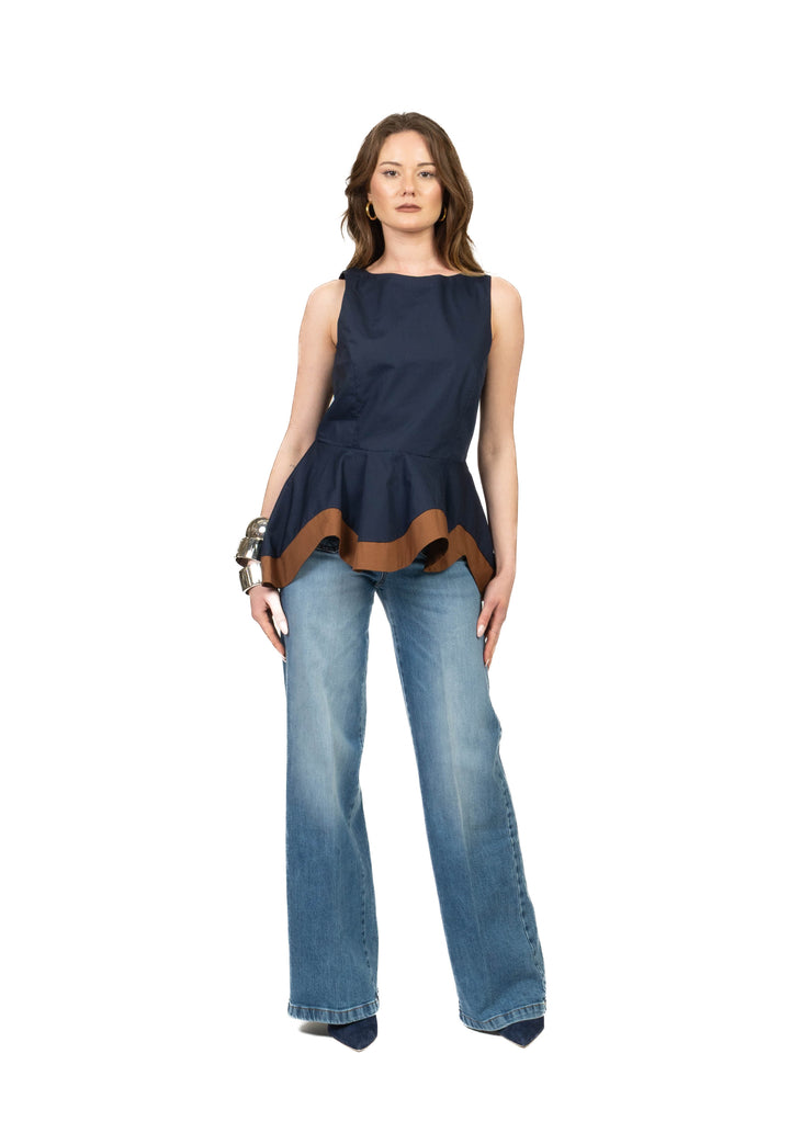 Tensione In - Top peplum banda contrasto Art. 39169