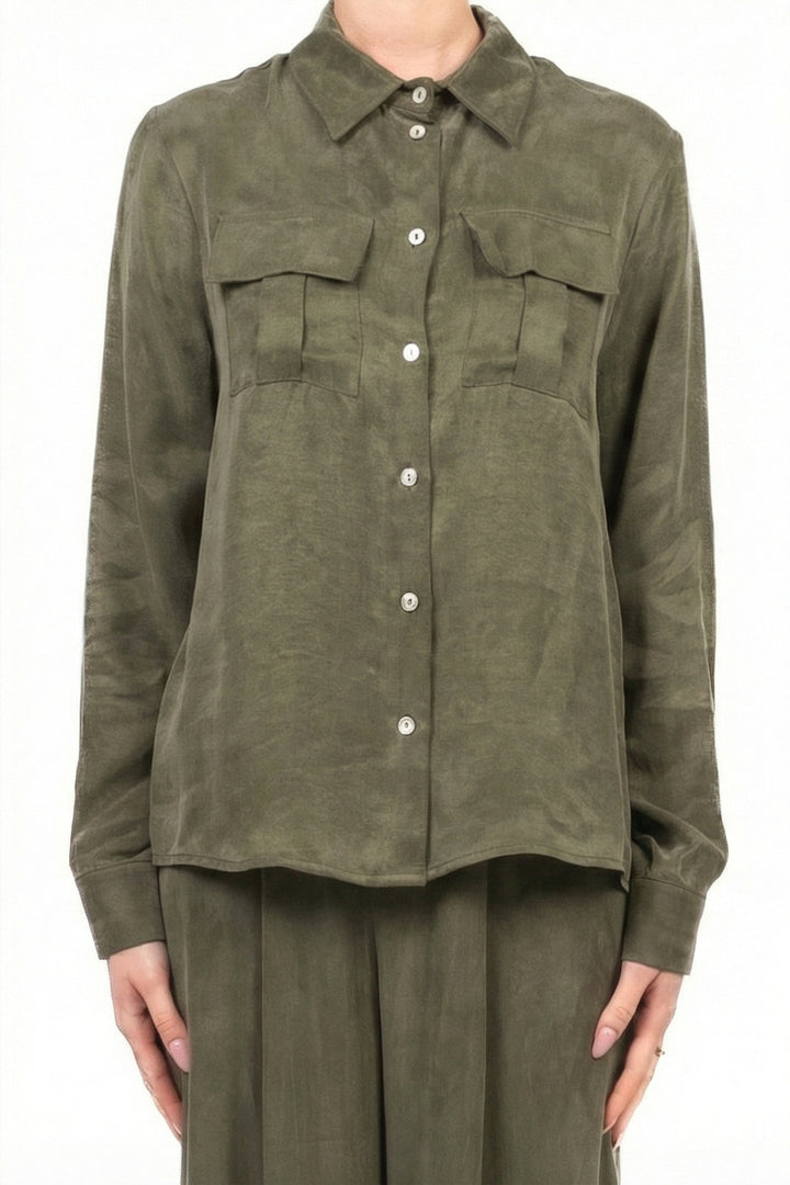 Tensione in - Camicia seta lavata con taschini Art. PE26-2275